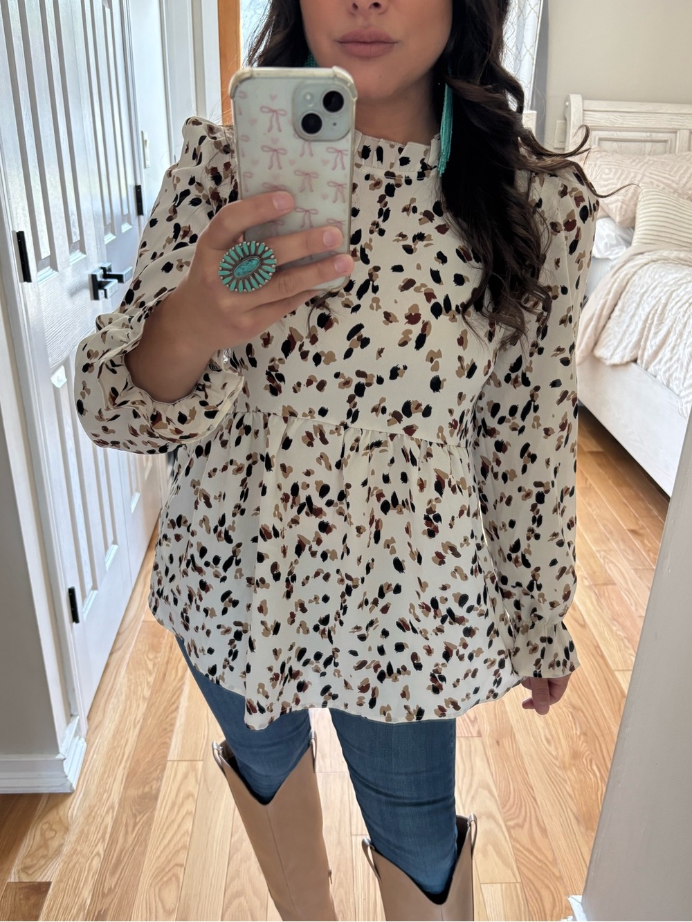 Animal print silky tunic